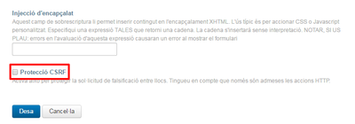 Protecció CSRF desactivar