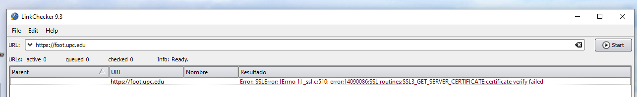 Error SSL linkchecker