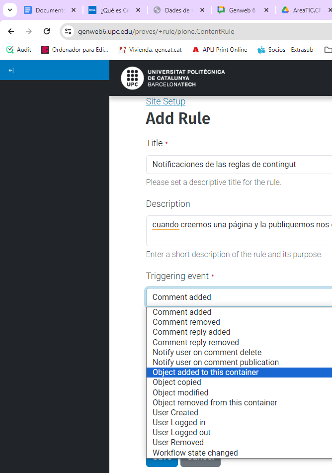 afegir regla de contingut