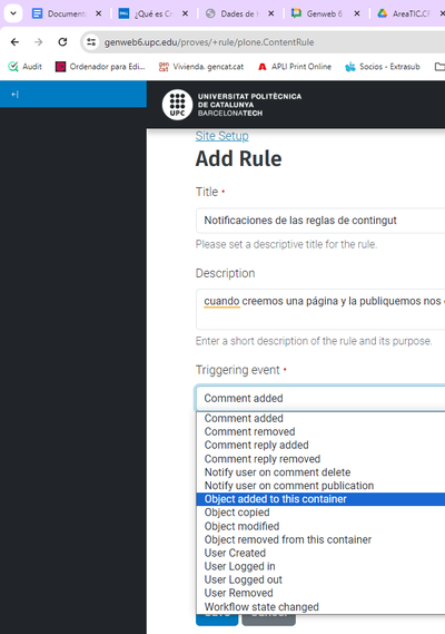 afegir regla de contingut